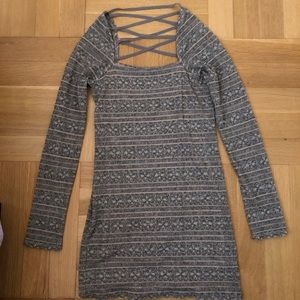 Free People long sleeve pink and grey lace dress